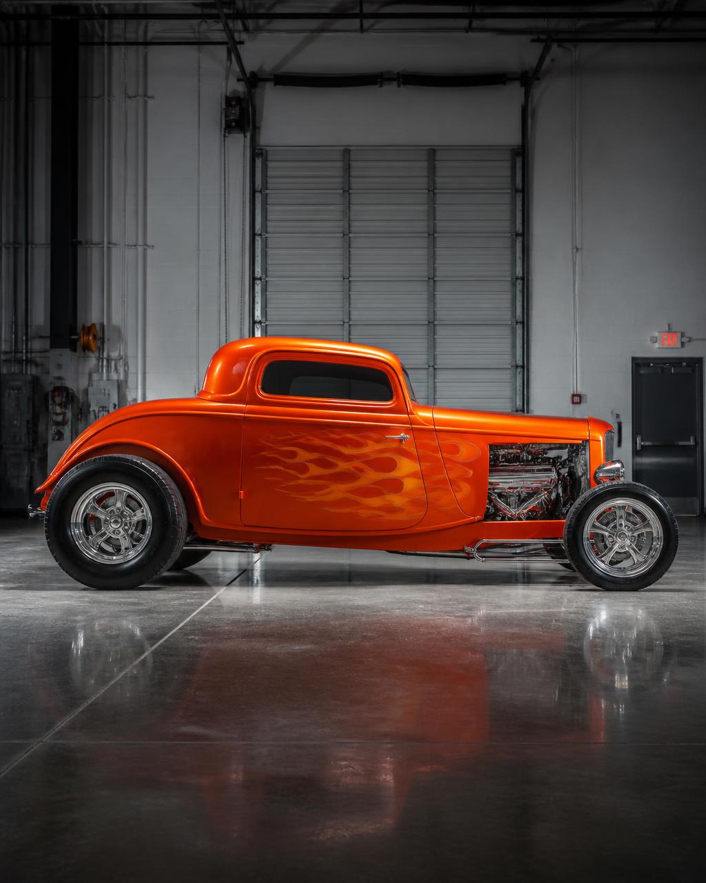 '34 Ford 3-window flames